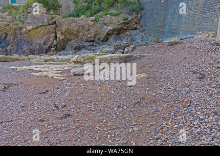 Clevedon beach erosion after rough sea Stock Photo