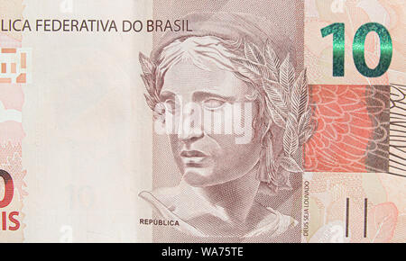 Brazil Ten Reais Real Note Stock Photo - Alamy