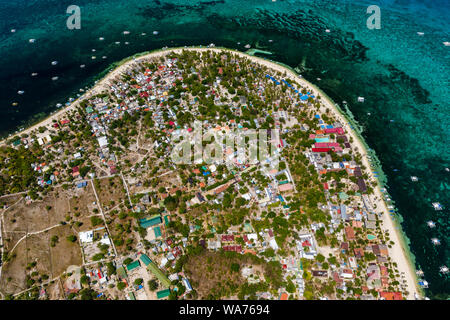 Aerial drone view of the tropical island of Malapascua in the Philippines Stock Photo