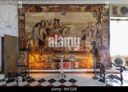 Tapestry in the Main Hall or Great Hall,  Rosenborg Castle interior, Copenhagen Denmark Scandinavia Stock Photo