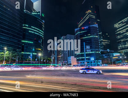 Night Panorama of Gangnam Square in the Gangnam District. Seoul, South ...