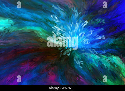 An original abstract painting called SPLASH, with vivid blues, red and a bit of green Stock Photo