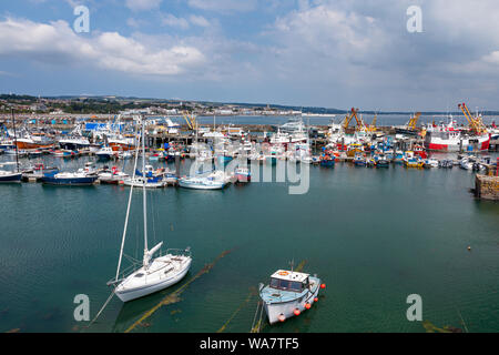 NEWLYN, CORNWALL, ENGLAND - JULY 14th, 2019: Newlyn Harbour Cornwall England UK and important fishing port on the Cornish Coast UK Stock Photo