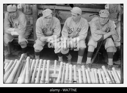 Babe Ruth, Bill Carrigan, Jack Barry, & Vean Gregg, Boston AL (baseball) Stock Photo