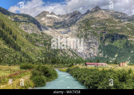 Furka Pass, Gletsch, Valais, Switzerland, Europe Stock Photo