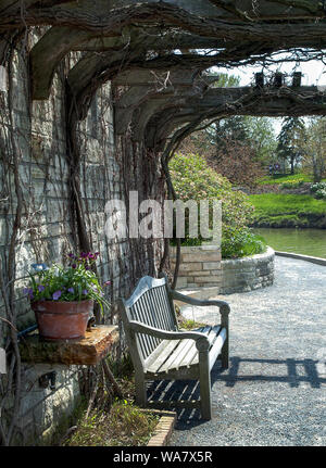 Brick arbor in garden Stock Photo - Alamy