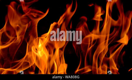 Fire flame pattern, texture or background on black Stock Photo