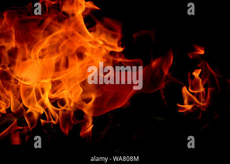 Fire flame pattern, texture or background on black Stock Photo