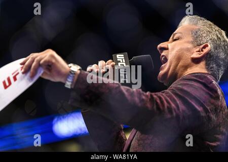 August 17, 2019, Anaheim, California, USA: Bruce Buffer during UFC 241 on August 17, 2019. (Credit Image: © Dalton Hamm/ZUMA Wire) Stock Photo