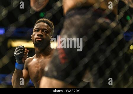 August 17, 2019, Anaheim, California, USA: SODIQ YUSUFF DEF GABRIEL BENITEZ BY TKO, ROUND 1, 4:14 AT UFC 241 on August 17, 2019. (Credit Image: © Dalton Hamm/ZUMA Wire) Stock Photo