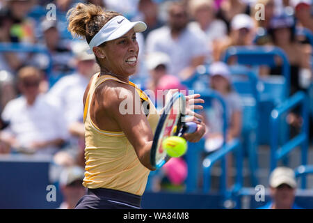 August 18, 2019, Mason, Ohio, USA: Madison Keys (USA) in action during the Women's Final of the Western and Southern Open at the Lindner Family Tennis Center, Mason, Oh. (Credit Image: © Scott Stuart/ZUMA Wire) Stock Photo