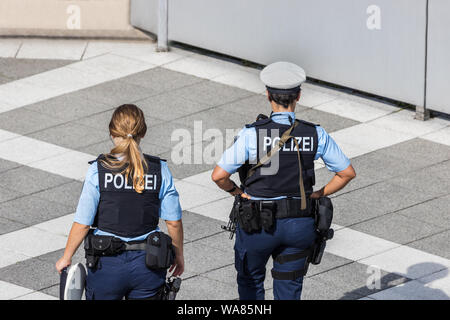 two german female police officer Stock Photo