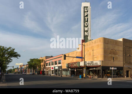 The Streamline Moderne Art Deco exterior of the 1939 Uptown Movie Theater in Minneapolis, Minnesota, USA Stock Photo
