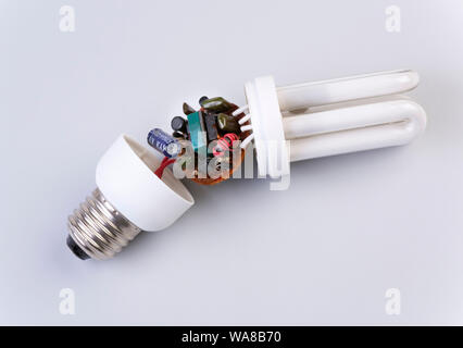 inside compact fluorescent lamp Stock Photo