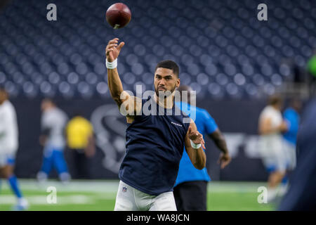 Houston, Texas, USA. 29th Aug, 2019. August 29, 2019: Houston Texans  quarterback Jordan Ta'amu-Perifanos (6) looks to pass during the 4th  quarter of an NFL football pre-season game between the Los Angeles