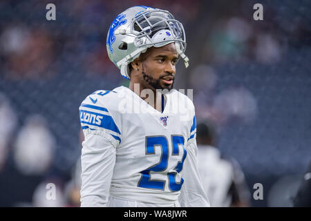 August 17, 2019: Detroit Lions running back Ty Johnson (38)prior to an NFL  football pre-season game between the Detroit Lions and the Houston Texans  at NRG Stadium in Houston, TX. ..Trask Smith/CSM