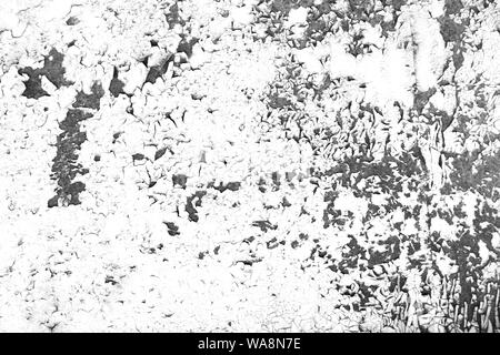 Old wall with cracked paint background. Grunge contrast black and white texture template for overlay artwork. Stock Photo