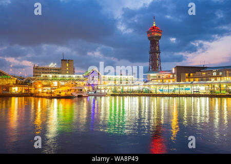 Hakata Port at night in Hakata, Fukuoka Prefecture, Japan. Stock Photo