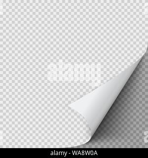 Curled corner of paper. Empty sheet of paper with twisted corner. Vector illustration Stock Vector