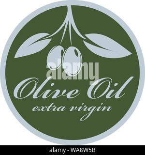 round extra virgin olive oil logo or sticker vector illustration Stock Vector