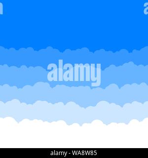Horizontal seamless clouds. Skyline repeat texture. Blue Sky background. Paper clouds layers. Vector illustration Stock Vector