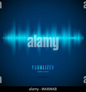 Equalizer. Music wave. Abstract digital audio track. Pulse of voice signal. Design of spectrum equaliser. Vector illustration Stock Vector