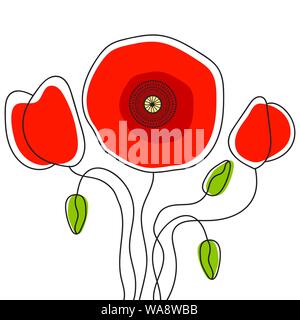 Poppy - Poppy Appeal. Modern Paper Design Isolated On White. Decorative Vector Flower For Remembrance Day, Memorial Day, Anzac Day In New Zealand, Aus Stock Vector