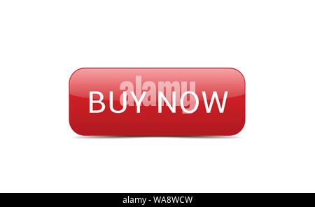 Buy now button. Red Buy now button template, Web design elements Stock Vector