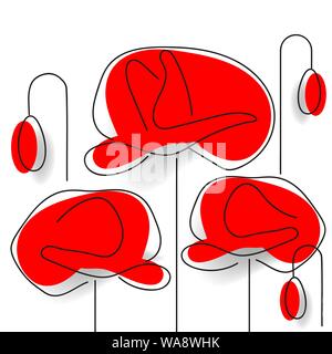 Poppy - Poppy Appeal. Modern Paper Design Isolated On White. Decorative Vector Flower For Remembrance Day, Memorial Day, Anzac Day In New Zealand, Aus Stock Vector