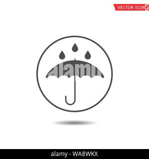 Waterproof technology icon. Umbrella with falling water drops Stock Vector