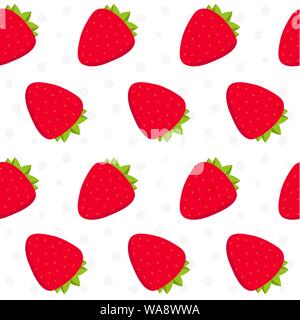 Vector seamless pattern with strawberry. Fresh fruit background. Stock Vector