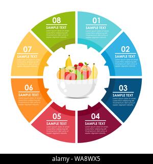 Fruits platter circle infographic. Vector illustration Stock Vector