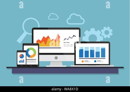 Devices data business analysis. Vector illustration Stock Vector