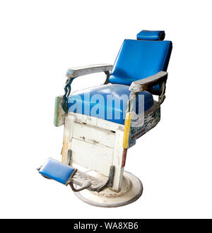 Old barber chair on white background Stock Photo
