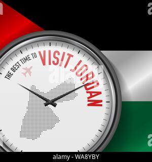 campo Perla en frente de Jordan map with waving flag of country. Vector illustration Stock Vector  Image & Art - Alamy