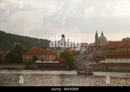 View over Prague city on the sunset. St. Vita Cafedral Stock Photo