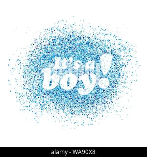 Its a boy confetti decoration. Family celebration decor. Congratulations template design. Baby shower design invitation, postcard, illustration. Stock Vector