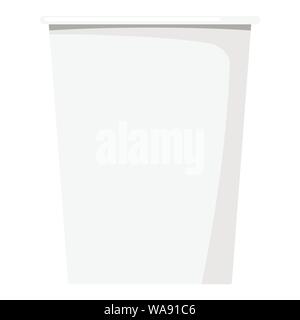 Vector illustration white paper disposable cup icon closeup isolated on white background. Design template for graphics. Stock Vector