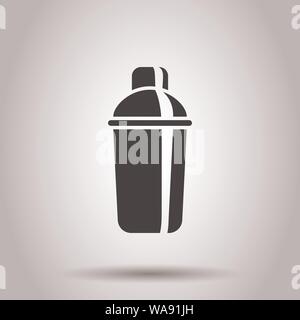 Shaker icon in flat style. Sport bottle vector illustration on isolated background. Fitness container business concept. Stock Vector