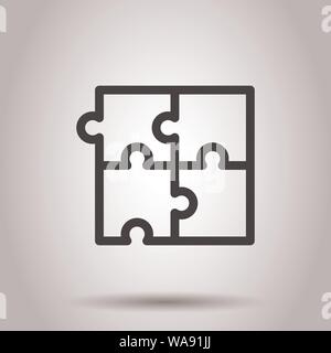 Puzzle compatible icon in flat style. Jigsaw agreement vector illustration on isolated background. Cooperation solution business concept. Stock Vector