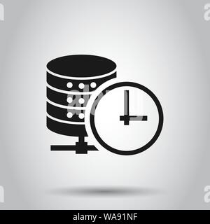 Data center icon in flat style. Clock vector illustration on isolated background. Watch business concept. Stock Vector