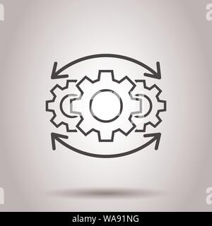 Operation project icon in flat style. Gear process vector illustration on isolated background. Technology produce business concept. Stock Vector