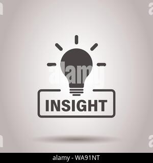 Insight icon in flat style. Bulb vector illustration on isolated background. Idea business concept. Stock Vector