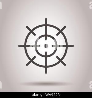 Shooting target vector icon in flat style. Aim sniper symbol illustration on isolated background. Target aim business concept. Stock Vector