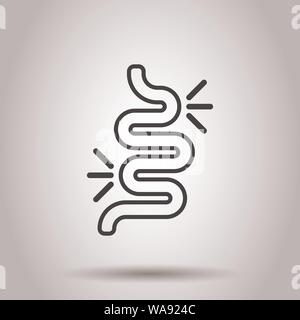 Gut constipation icon in flat style. Colitis vector illustration on isolated background. Stomach business concept. Stock Vector