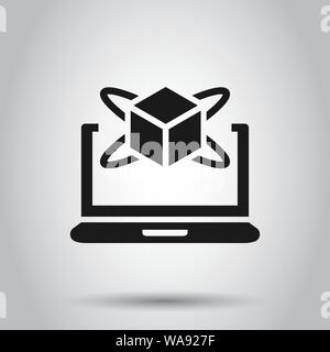 Computer simulation icon in flat style. Vr device vector illustration on isolated background. Technology business concept. Stock Vector
