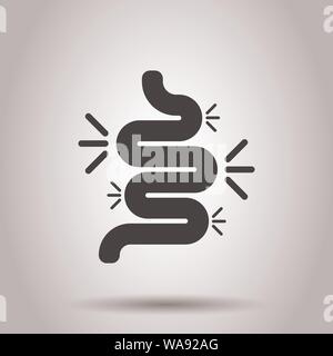 Gut constipation icon in flat style. Colitis vector illustration on isolated background. Stomach business concept. Stock Vector
