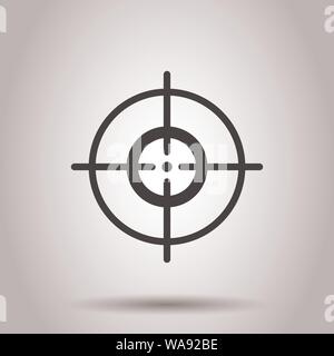 Shooting target vector icon in flat style. Aim sniper symbol illustration on isolated background. Target aim business concept. Stock Vector