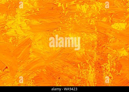 Abstract orange yellow real oil painting impasto brush strokes full frame Stock Photo