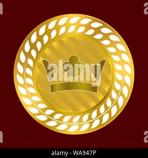 Vector illustration. Gold crown seal. Quality label premium background. Stock Vector